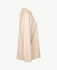 Frank Walder - Damestop - Ronde hals - Satijnglans - Beige