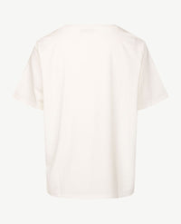 Frank Walder  - Top ronde hals - Off-white met caramel