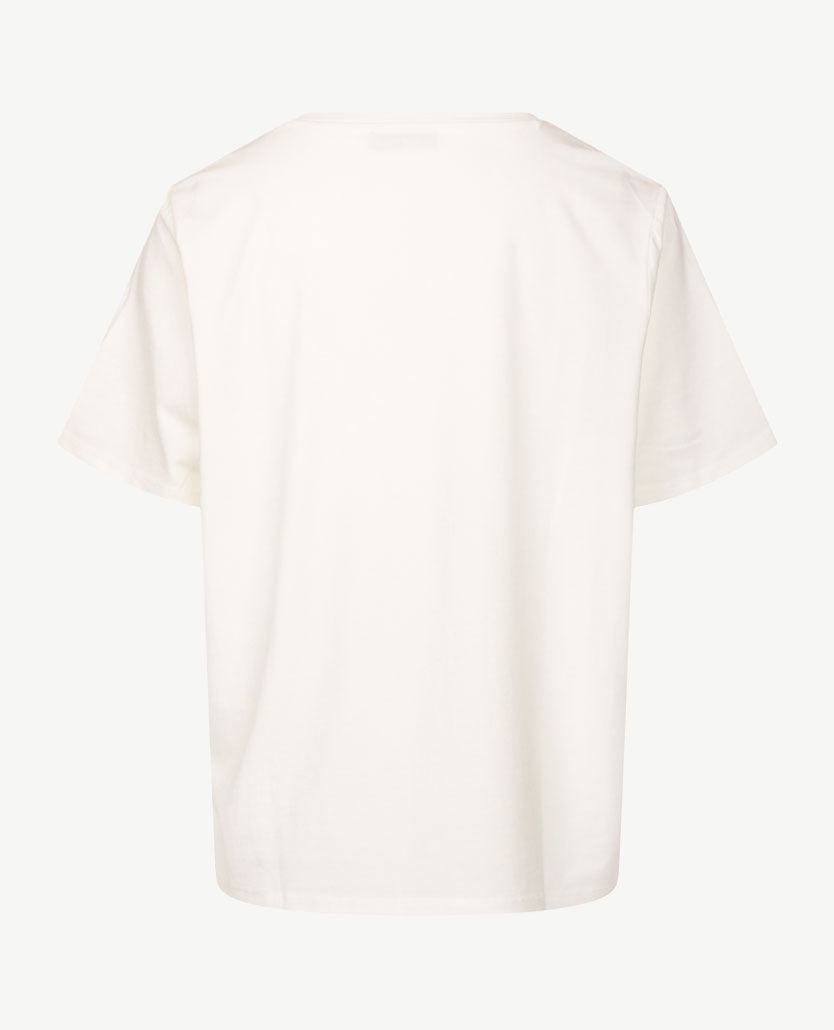 Frank Walder  - Top ronde hals - Off-white met caramel