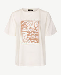 Frank Walder  - Top ronde hals - Off-white met caramel