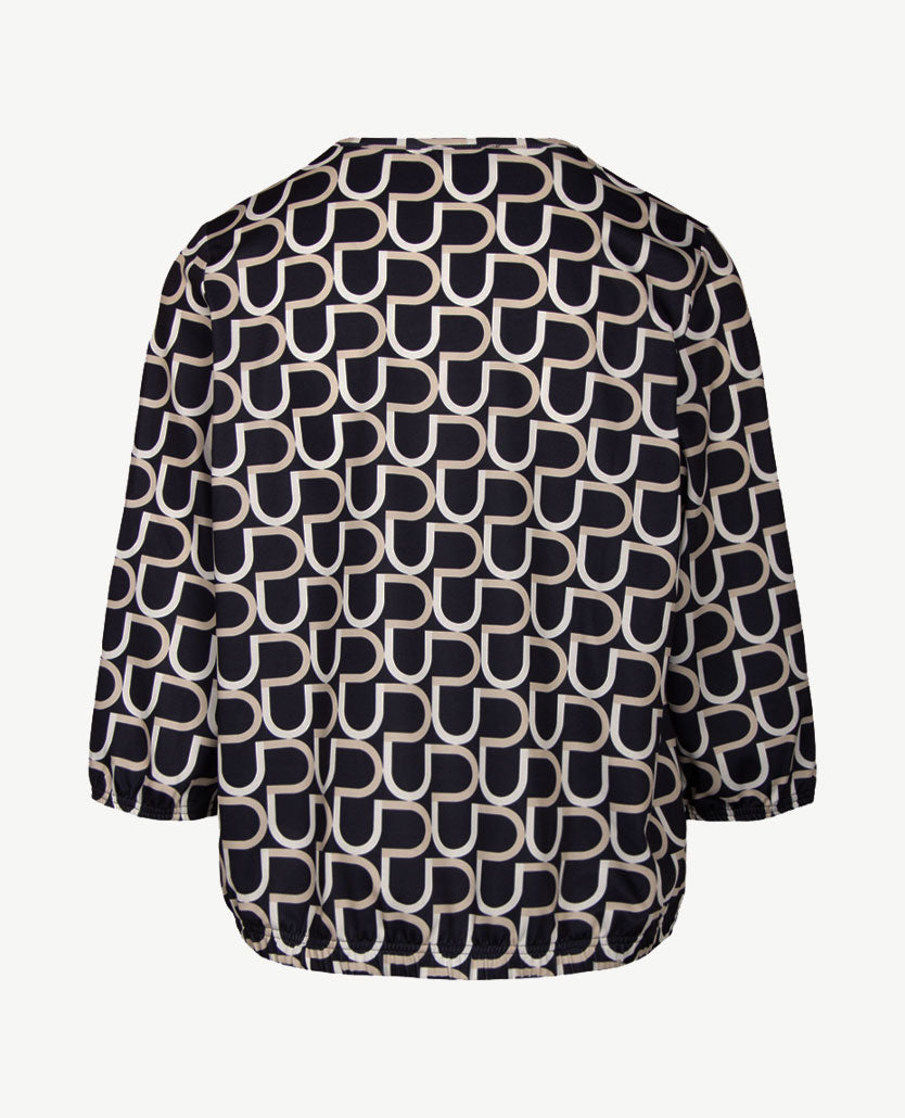 Frank Walder - Blouson - v-hals - Traveljersey - Navy, beige en off-white