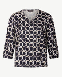 Frank Walder - Blouson - v-hals - Traveljersey - Navy, beige en off-white