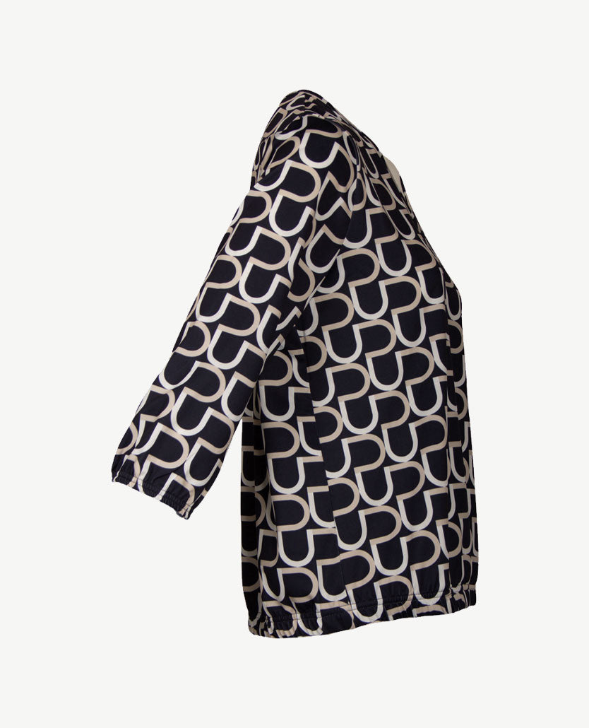 Frank Walder - Blouson - v-hals - Traveljersey - Navy, beige en off-white