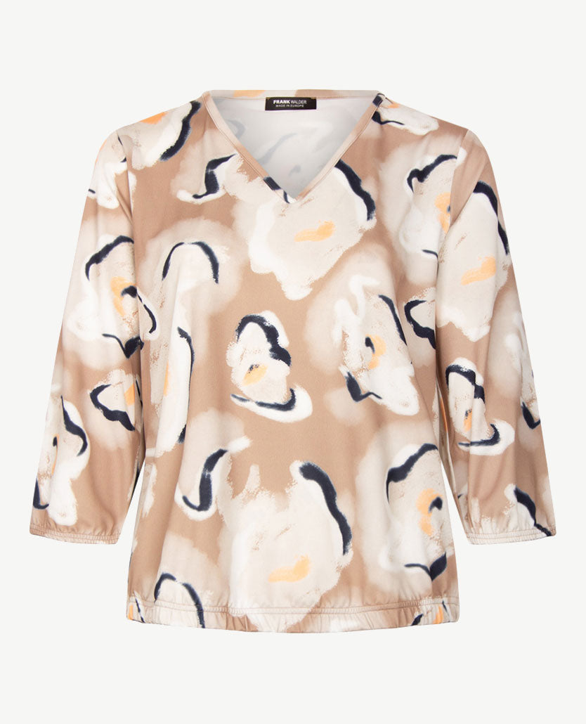 Frank Walder - Blouson - v-hals - Beige met off-white, navy en peach