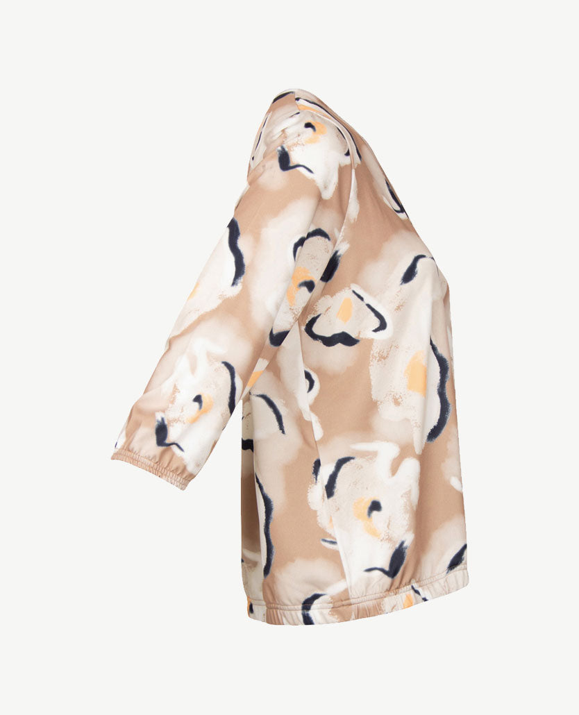 Frank Walder - Blouson - v-hals - Beige met off-white, navy en peach