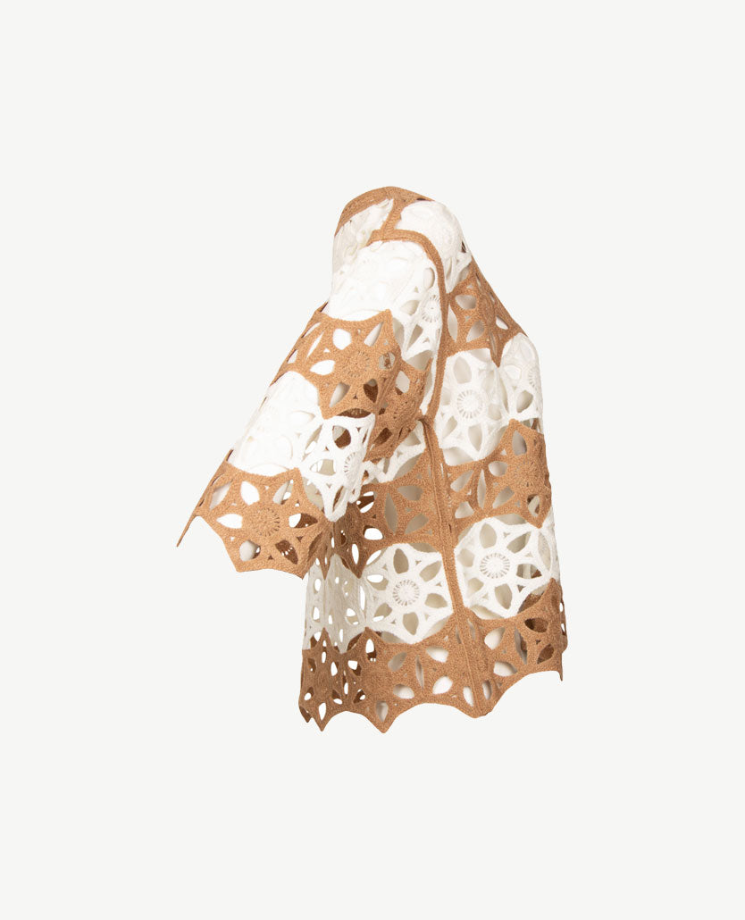 Frank Walder  - Lichte pullover boothals - Donker beige-zand met off-white