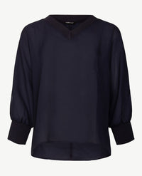 Frank Walder - Blouse top - V-hals - navy
