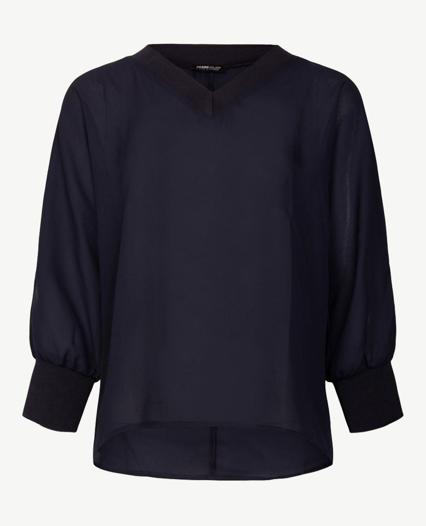 Frank Walder - Blouse top - V-hals - navy