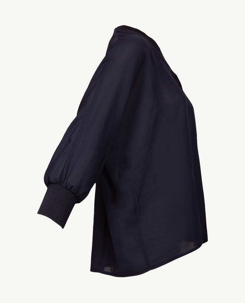 Frank Walder - Blouse top - V-hals - navy