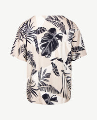 Frank Walder  - Top -V-hals - Blad beige met Navy en off-white