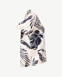 Frank Walder  - Top -V-hals - Blad beige met Navy en off-white
