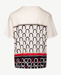 Frank Walder - Blouson - ronde hals - Off-white, navy, rood en beige