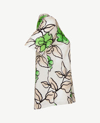 Frank Walder  - Top kleine v-hals - Bloem groen, beige, off-white en zwart