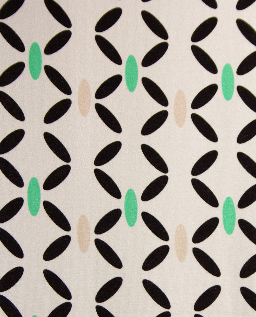 Frank Walder  - Top kleine v-hals - Off-white, groen, beige en zwart