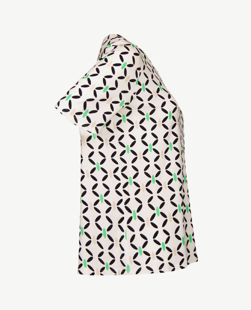 Frank Walder  - Top kleine v-hals - Off-white, groen, beige en zwart