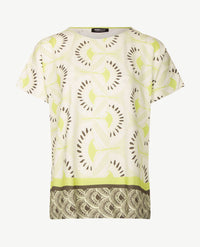 Frank Walder  - Top ronde hals - Lime met kakhi en off-white