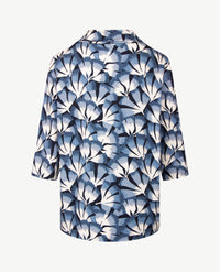 Frank Walder - Top dames met kraag - Dessin blauwen met off-white en navy