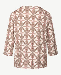 Frank Walder - Blousontop dames - Groot dessin met rose, off-white en taupe