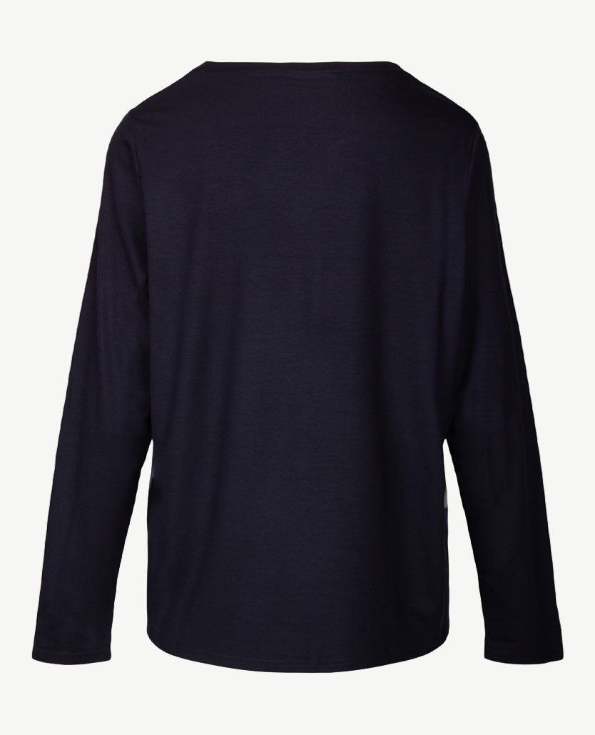 Frank Walder - Top dames - Dessin navy met blauwen