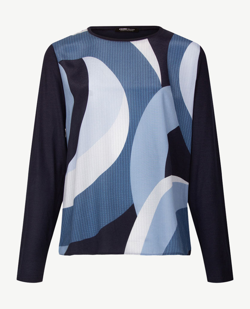 Frank Walder - Top dames - Dessin navy met blauwen