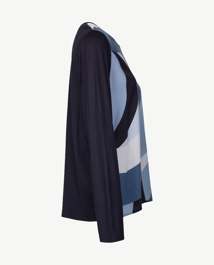 Frank Walder - Top dames - Dessin navy met blauwen