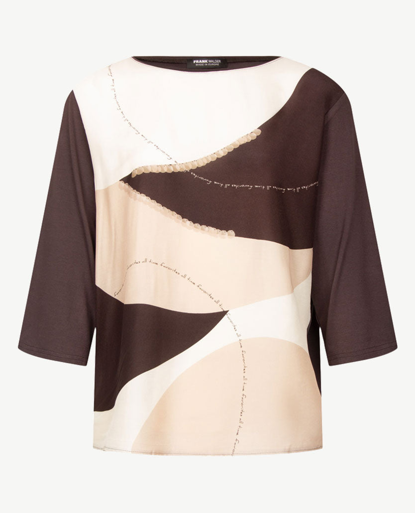 Frank Walder - Top dames - Dessin choco met cream en beige