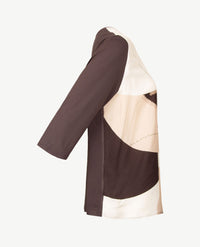 Frank Walder - Top dames - Dessin choco met cream en beige