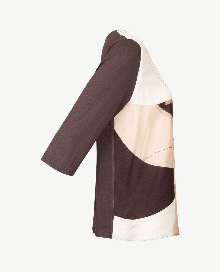 Frank Walder - Top dames - Dessin choco met cream en beige