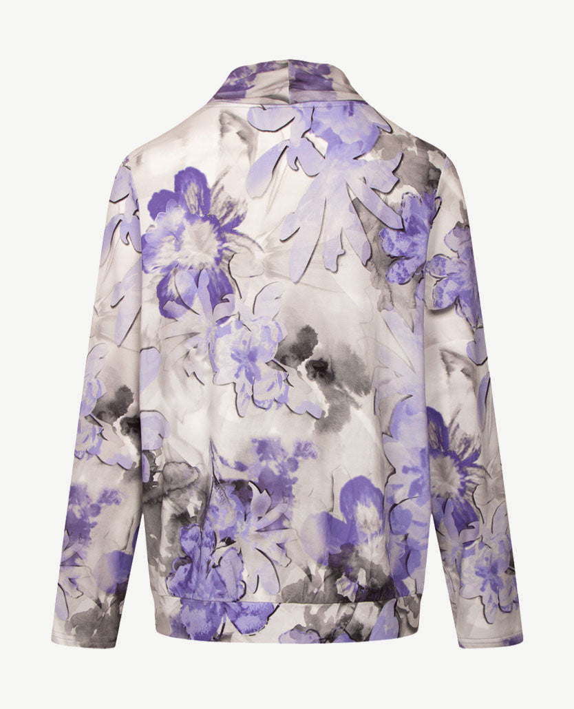 Frank Walder - Blouson dames met coll - Dessin met paars, lila en grijzen