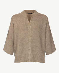 Frank Walder - Vest met rits en 3-4 mouw - Soft olive