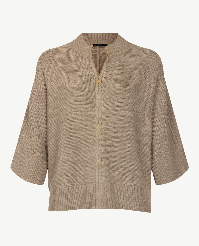 Frank Walder - Vest met rits en 3-4 mouw - Soft olive