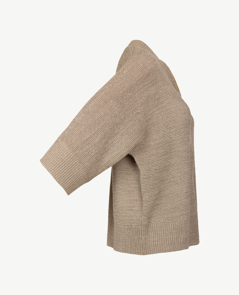 Frank Walder - Vest met rits en 3-4 mouw - Soft olive