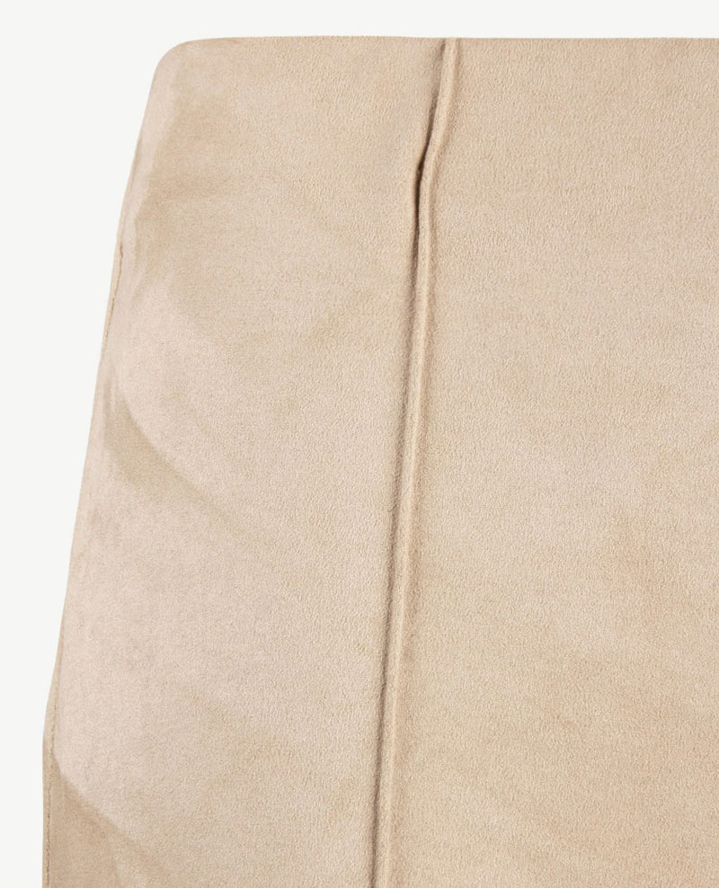 Frank Walder - Pantalon Mia - Elastiek rondom - Korte lengte - Suedine - Beige zand