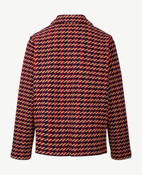 Frank Walder - Vestjasje met knopen - Dessin navy met merlot en beige