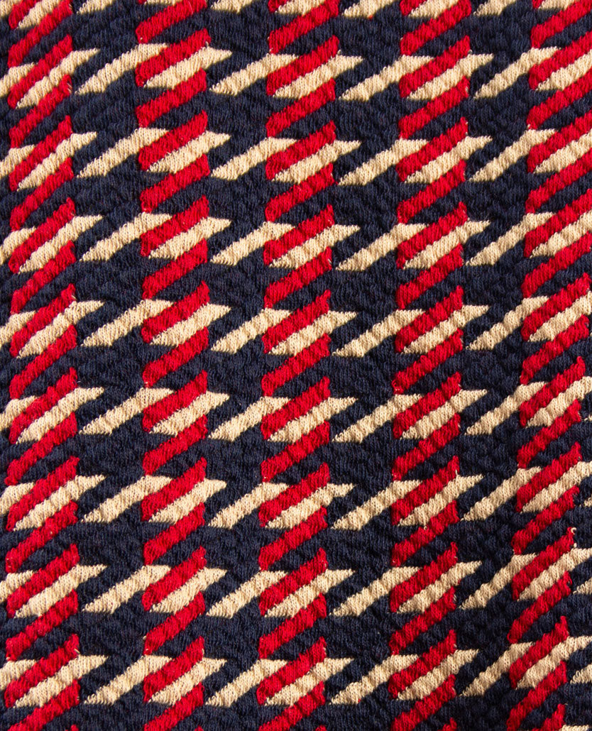 Frank Walder - Vestjasje met knopen - Dessin navy met merlot en beige