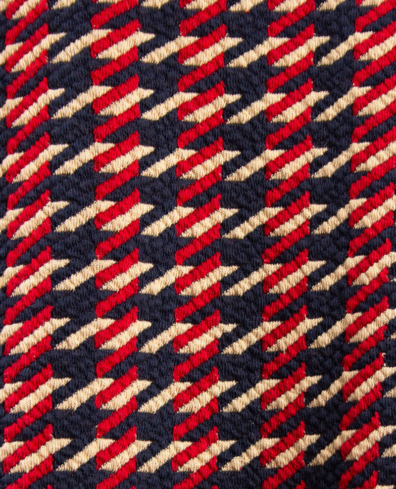 Frank Walder - Vestjasje met knopen - Dessin navy met merlot en beige