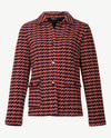 Frank Walder - Vestjasje met knopen - Dessin navy met merlot en beige