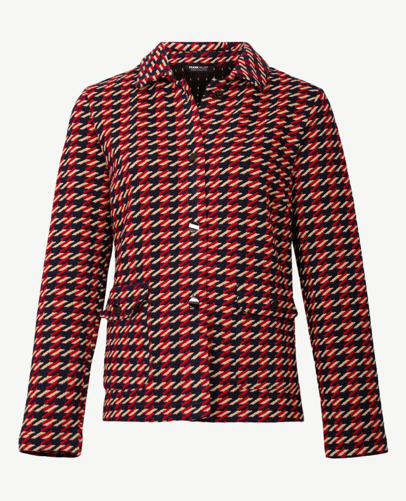 Frank Walder - Vestjasje met knopen - Dessin navy met merlot en beige