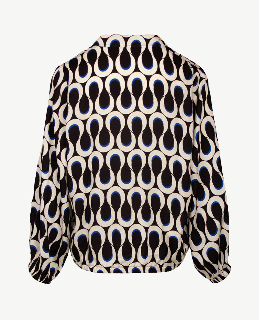 Frank Walder - Blouse - Slinger met zwart en kobalt