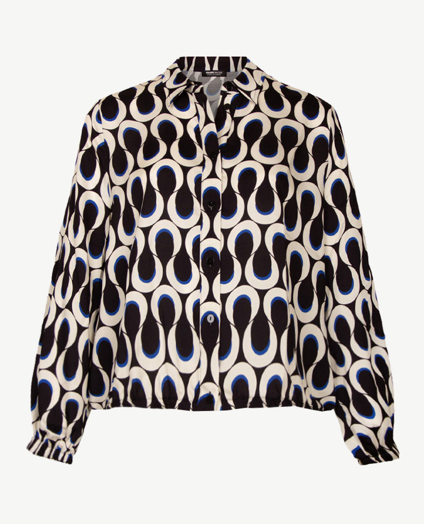 Frank Walder - Blouse - Slinger met zwart en kobalt