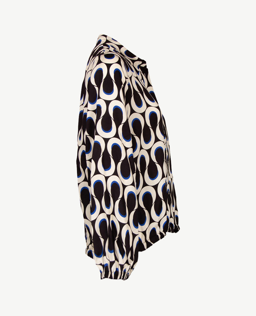 Frank Walder - Blouse - Slinger met zwart en kobalt