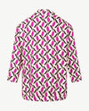 Frank Walder - Blouson met strik - Fuchsia, grijs, zwart en beige