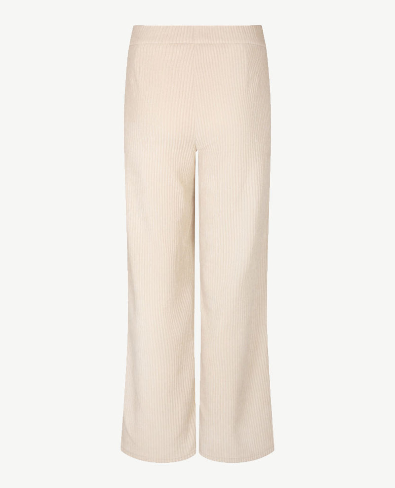 Frank Walder - Pantalon Mia straight - Elastiek rondom - Korte lengte - Ribcorduroy - Off-white