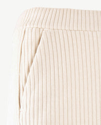 Frank Walder - Pantalon Mia straight - Elastiek rondom - Korte lengte - Ribcorduroy - Off-white