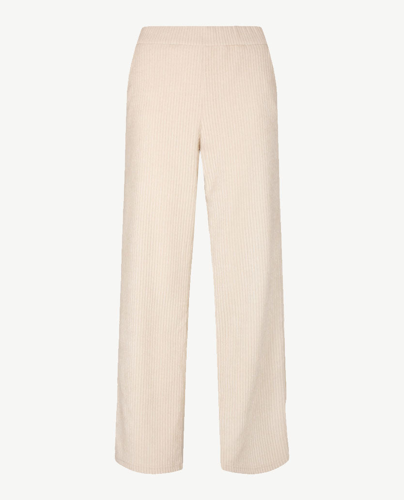 Frank Walder - Pantalon Mia straight - Elastiek rondom - Korte lengte - Ribcorduroy - Off-white