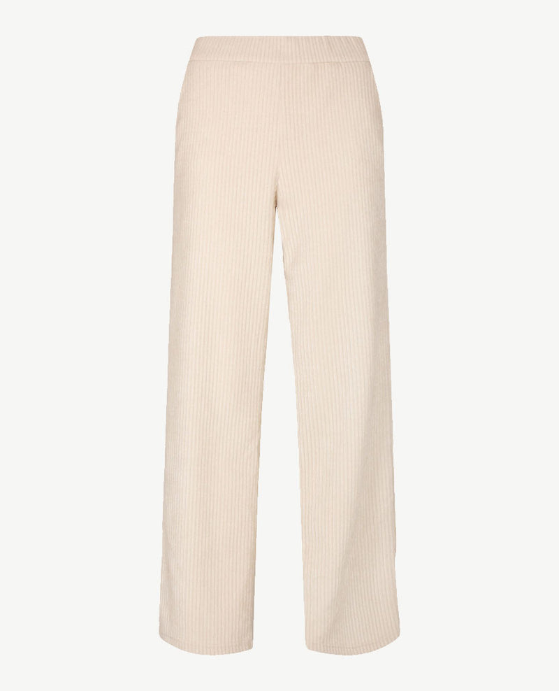 Frank Walder - Pantalon Mia straight - Elastiek rondom - Korte lengte - Ribcorduroy - Off-white