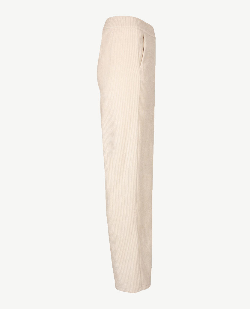 Frank Walder - Pantalon Mia straight - Elastiek rondom - Korte lengte - Ribcorduroy - Off-white