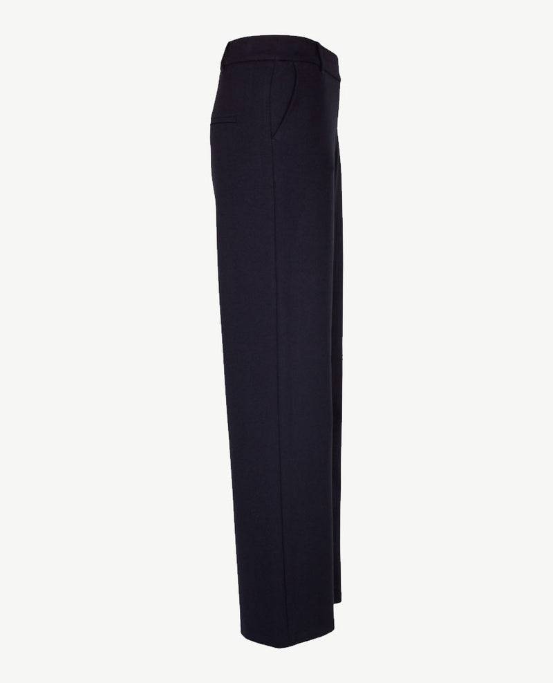 Frank Walder - Pantalon Mia wide - Elastiek rondom - Normale lengte - Jersey - Navy