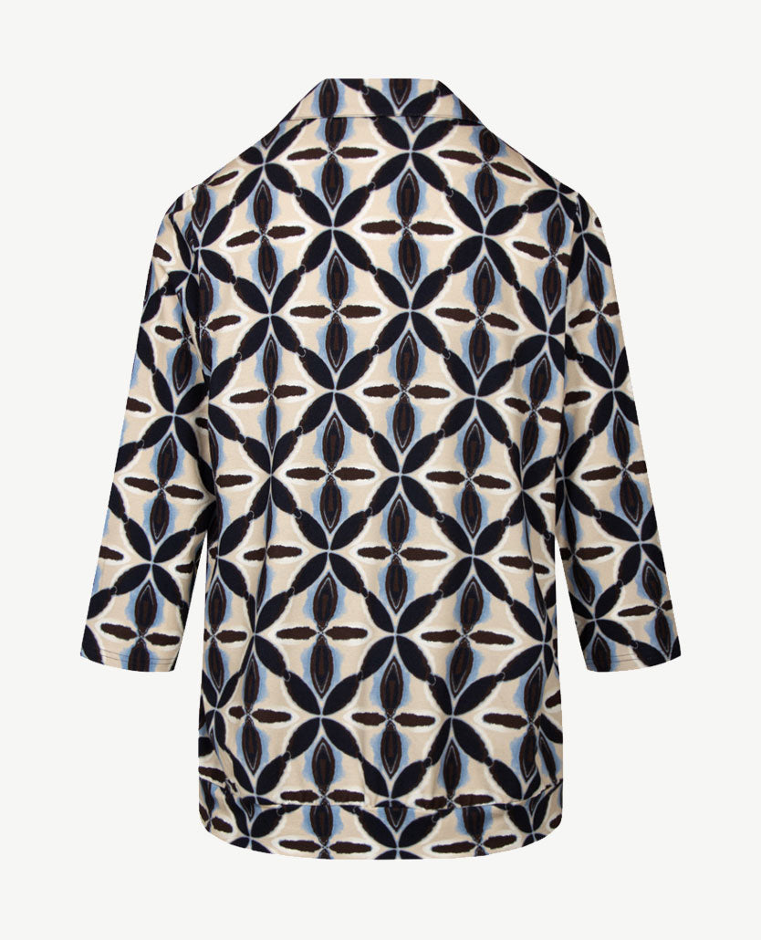 Frank Walder - Damespolo - Navy met beige, blue en choc
