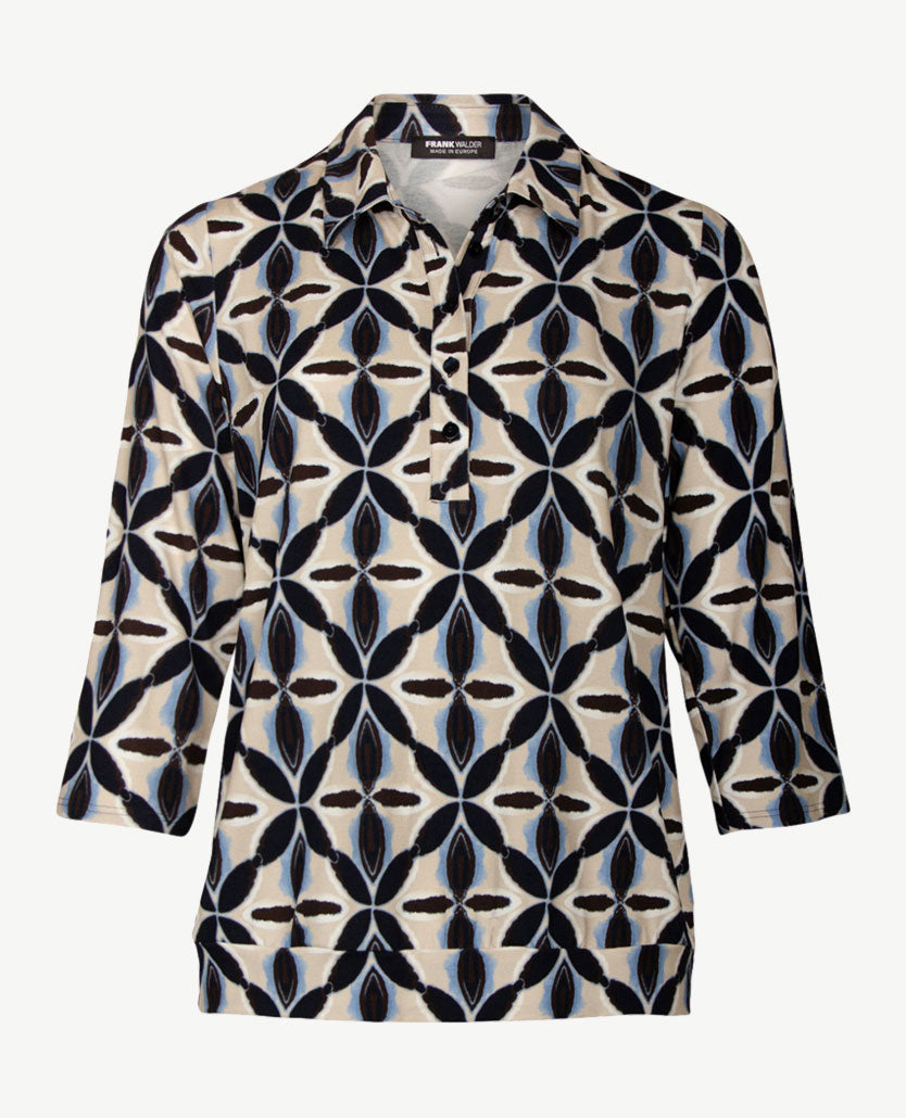 Frank Walder - Damespolo - Navy met beige, blue en choc